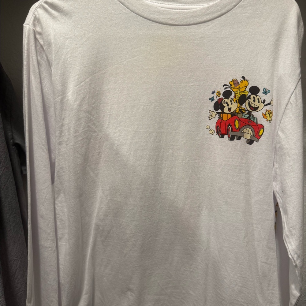 Disney White Long Sleeve Tee with Mickey & Minnie Runaway Railway